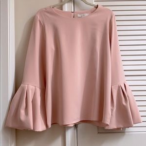 NWT LOFT Pink Bell Sleeve Blouse